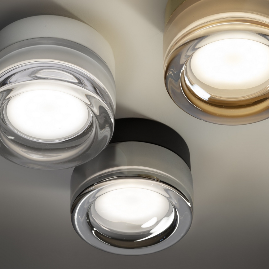 Ideal Lux - LED-plafondlamp voor de badkamer LOLLY 1xGX53/9W/230V Ø 10,5 cm IP44 zwart/rookzwart