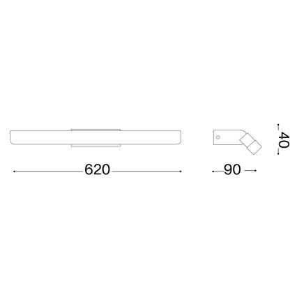 Ideal Lux - LED Badkamer spiegelverlichting RIFLESSO LED/16W/230V 62 cm CRI 90 IP54 zwart