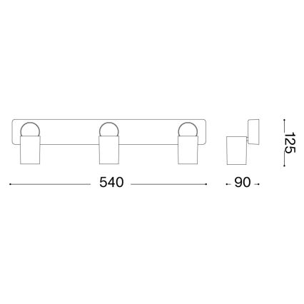 Ideal Lux - LED-spot RUDY 3xGU10/7W/230V CRI 90 zwart