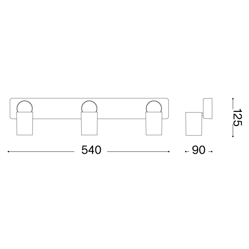 Ideal Lux - LED-spot RUDY 3xGU10/7W/230V CRI 90 zwart