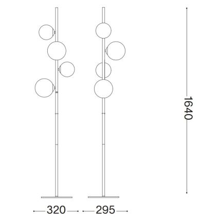 Ideal Lux - LED vloerlamp PERLAGE 4xG9/3W/230V goud/rookbeige