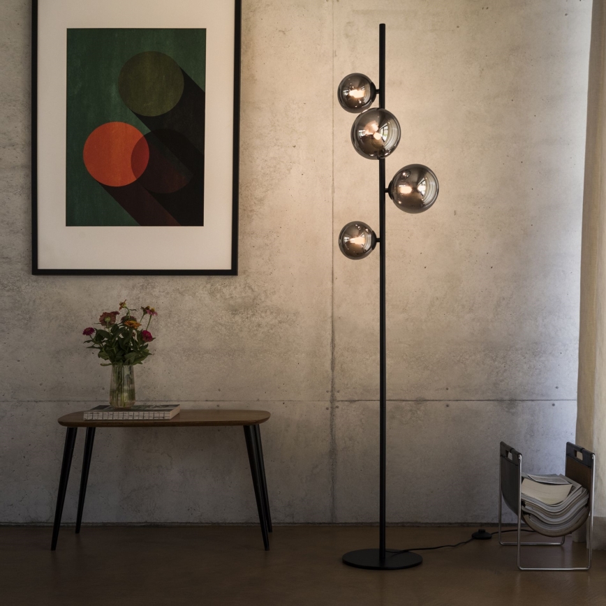 Ideal Lux - LED-vloerlamp PERLAGE 4xG9/3W/230V zwart/rookzwart