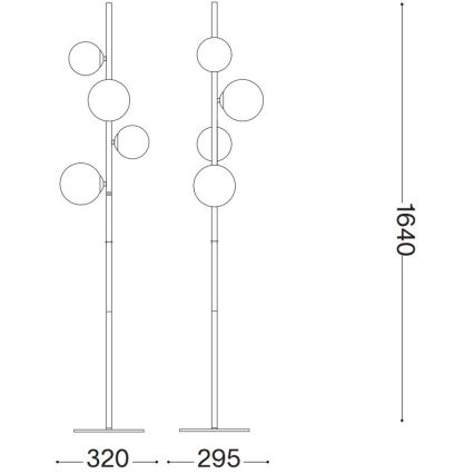 Ideal Lux - LED-vloerlamp PERLAGE 4xG9/3W/230V zwart/rookzwart
