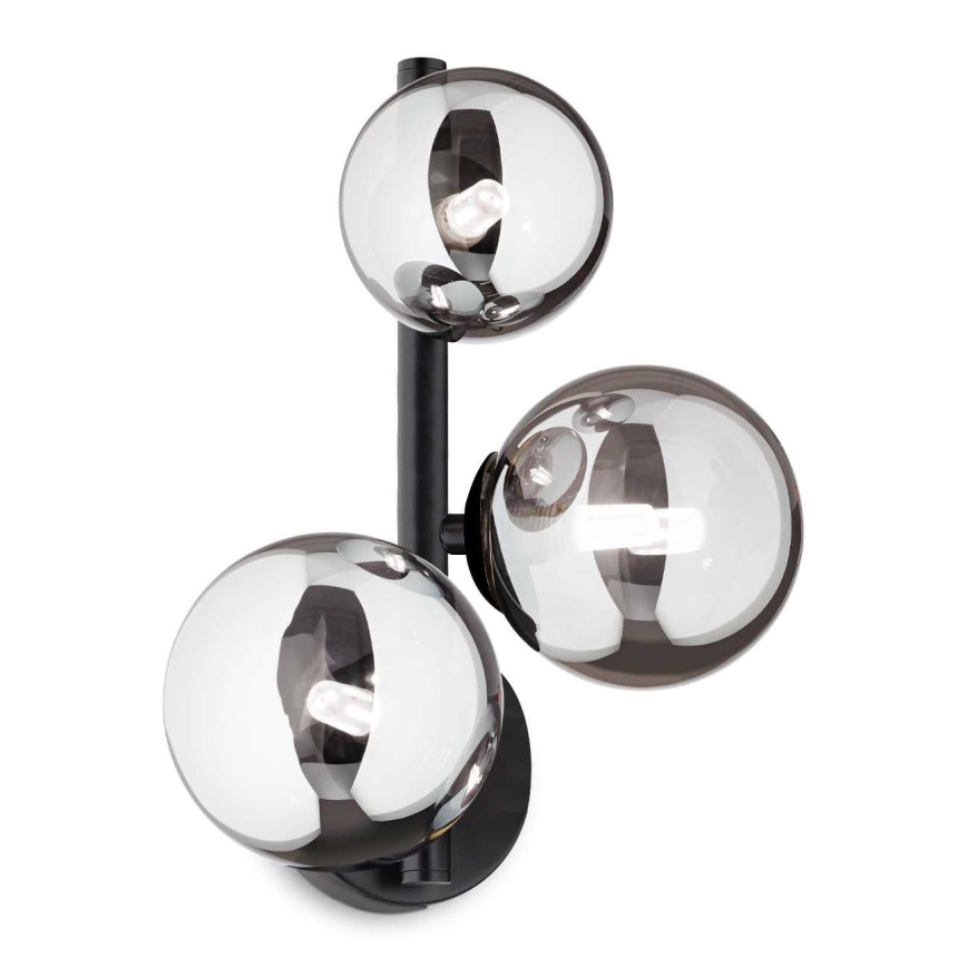 Ideal Lux - LED wand verlichting PERLAGE 3xG9/3W/230V zwart/gerookt