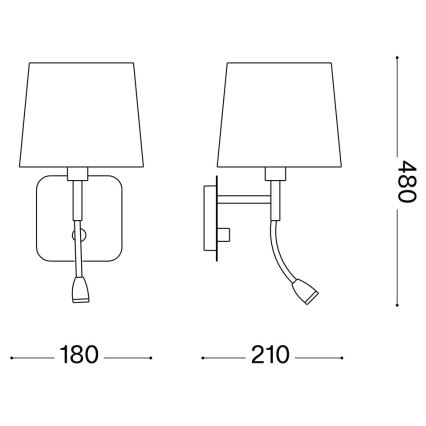 Ideal Lux - LED Wandlamp NORDIK 1xE14/40W + LED/1,5W/230V