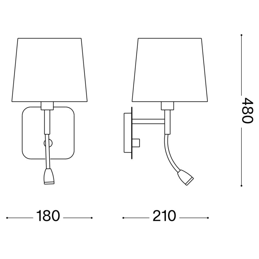 Ideal Lux - LED Flexibele wandlamp NORDIK 1xE14/40W + LED/1,5W/230V