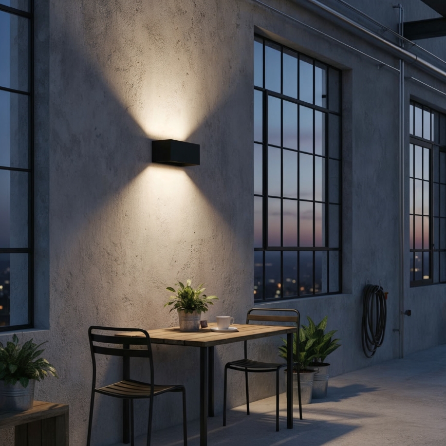 Ideal Lux - LED Wandlamp voor buiten ATOM LED/25W/230V CRI 90 IP54 zwart