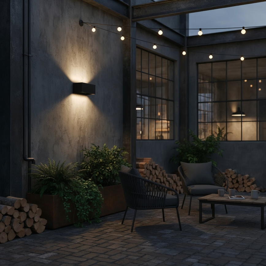 Ideal Lux - LED Wandlamp voor buiten ATOM LED/25W/230V CRI 90 IP54 zwart