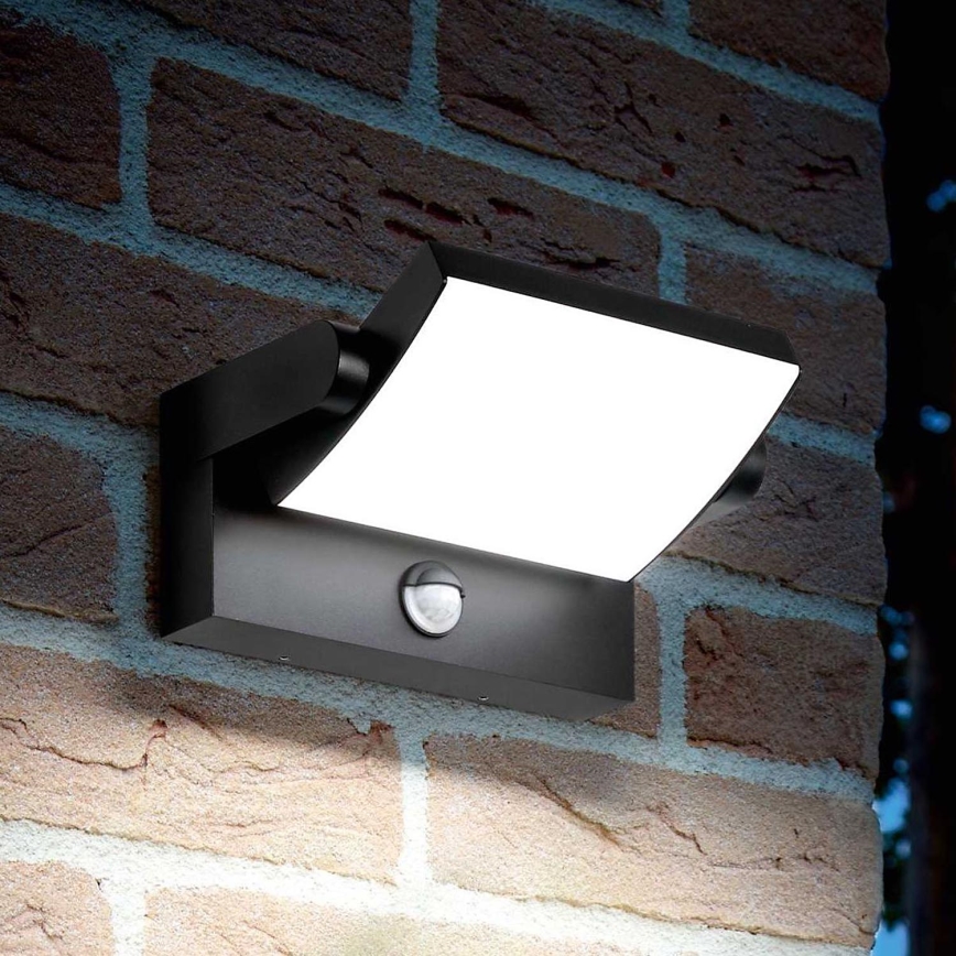 Ideal Lux - LED Wandlamp voor buiten met sensor SWIPE LED/21W/230V CRI 90 IP54 zwart