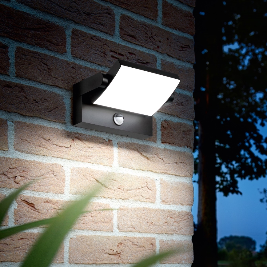 Ideal Lux - LED Wandlamp voor buiten met sensor SWIPE LED/21W/230V CRI 90 IP54 zwart