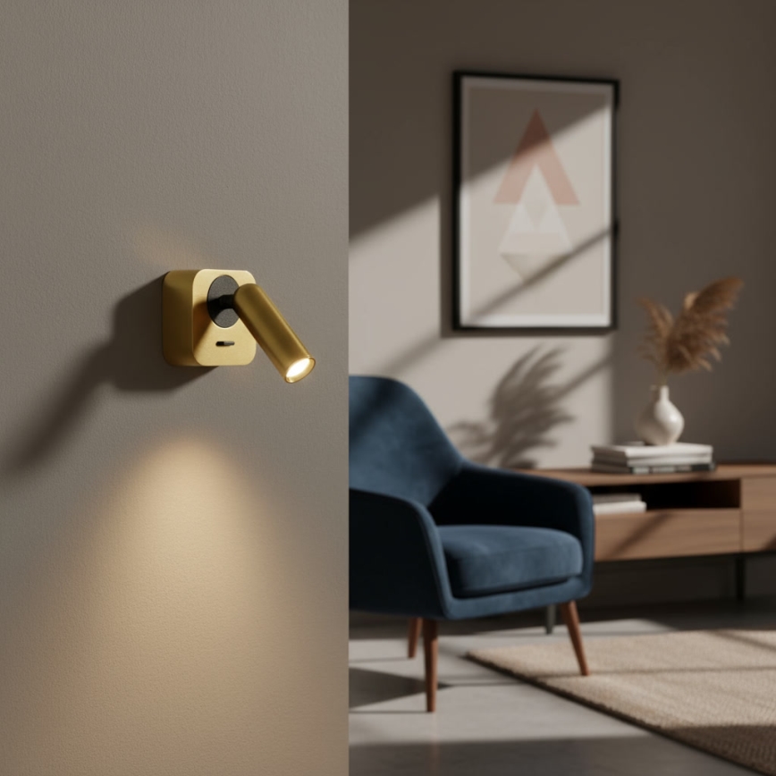 Ideal Lux - LED Wandspot BEAN LED/3W/230V CRI 90 goud