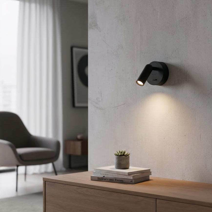 Ideal Lux - LED Wandspot BEAN LED/3W/230V CRI 90 zwart