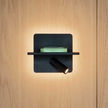 Ideal Lux - LED-wandspot PIANO LED/10W/230V CRI 90 USB zwart