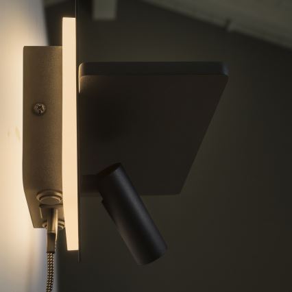 Ideal Lux - LED-wandspot PIANO LED/10W/230V CRI 90 USB zwart