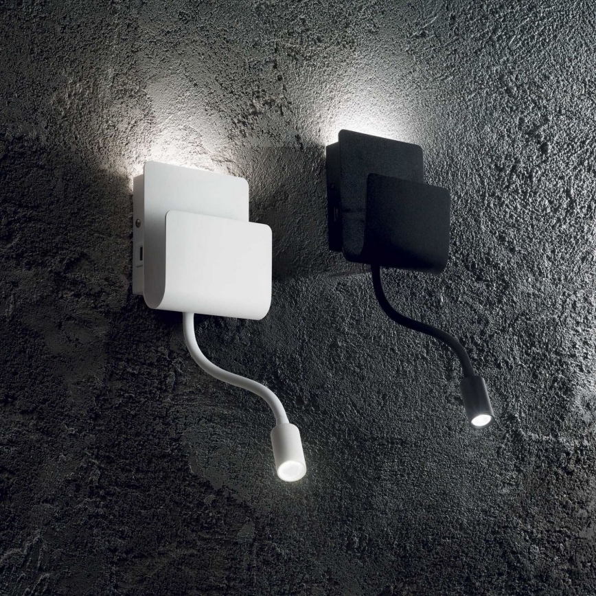 Ideal Lux - LED Wandspot met een flexibel klein lampje PROBE LED/9,5W/230V USB CRI 90 wit