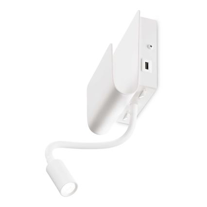 Ideal Lux - LED Wandspot met een flexibel klein lampje PROBE LED/9,5W/230V USB CRI 90 wit
