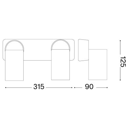 Ideal Lux - LED-wandspot RUDY 2xGU10/7W/230V CRI 90 zwart