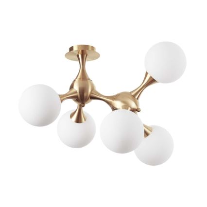 Ideal Lux - Opbouwkroonluchter NODI 5xE14/28W/230V 50x55 cm messing/wit