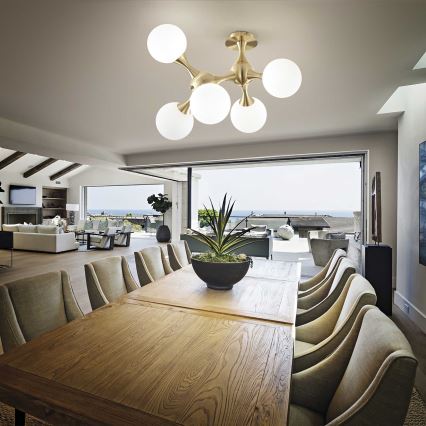 Ideal Lux - Opbouwkroonluchter NODI 5xE14/28W/230V 50x55 cm messing/wit