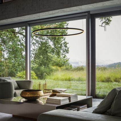 Ideal Lux - LED-hanglamp met kabel ORACLE SLIM LED/83W/230V 2700K CRI 90 Ø 150 cm zwart