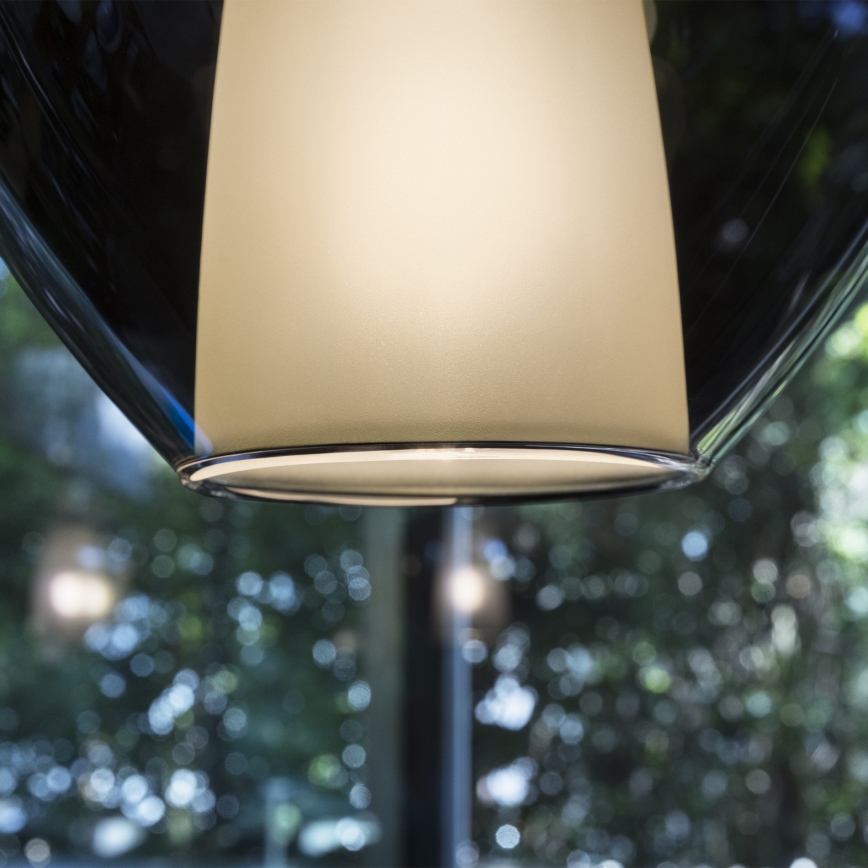 Ideal Lux - Pendellamp met kabel KALIQUE 1xE27/42W/230V Ø 18 cm gerookt zwart