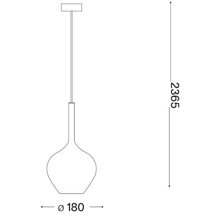 Ideal Lux - Pendellamp met kabel KALIQUE 1xE27/42W/230V Ø 18 cm gerookt zwart