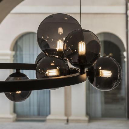 Ideal Lux - LED-kroonluchter aan kabel PERLAGE 14xG9/3W/230V Ø 85 cm zwart/rookzwart