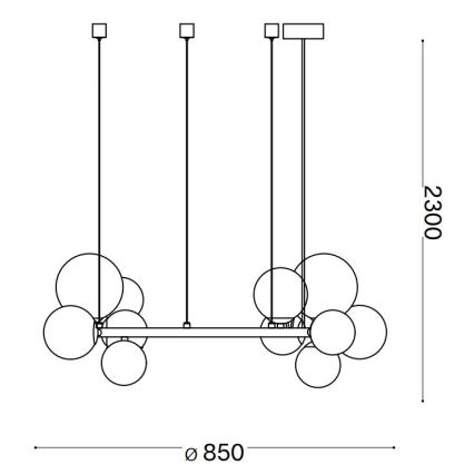 Ideal Lux - LED-kroonluchter aan kabel PERLAGE 14xG9/3W/230V Ø 85 cm zwart/rookzwart
