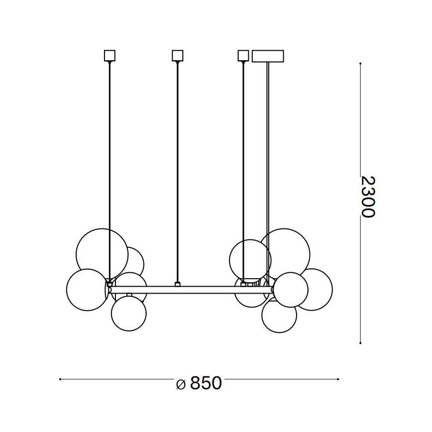 Ideal Lux - LED-kroonluchter aan kabel PERLAGE 14xG9/3W/230V Ø 85 cm zwart/rookzwart