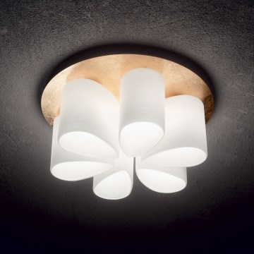 Ideal Lux - Plafondlamp DAISY 6xE27/52W/230V diameter 60 cm goud/wit