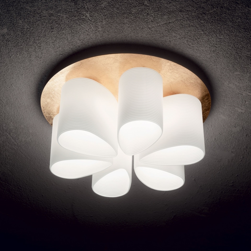 Ideal Lux - Plafondlamp DAISY 6xE27/52W/230V diameter 60 cm goud/wit