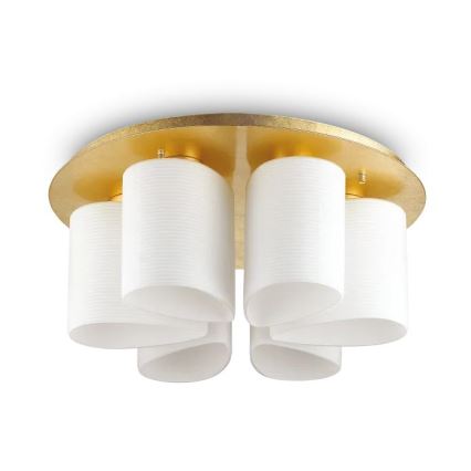 Ideal Lux - Plafondlamp DAISY 6xE27/52W/230V diameter 60 cm goud/wit