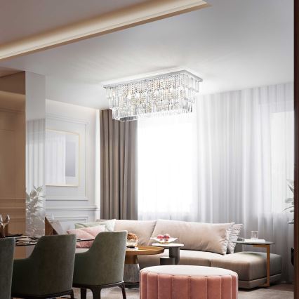 Ideal Lux - Plafondlamp MARTINEZ 8xE14/40W/230V glanzend chroom