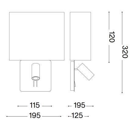 Ideal Lux - Vervangende lampenkap voor wandlamp GEA zwart