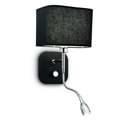 Ideal Lux - Wandlamp 1xE14/40W/230V + LED/1W/230V zwart