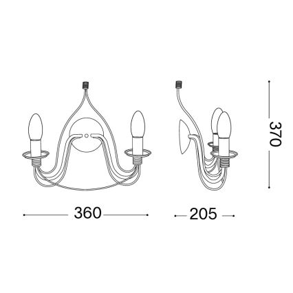 Ideal Lux - Wandlamp CORTE 2xE14/40W/230V koper