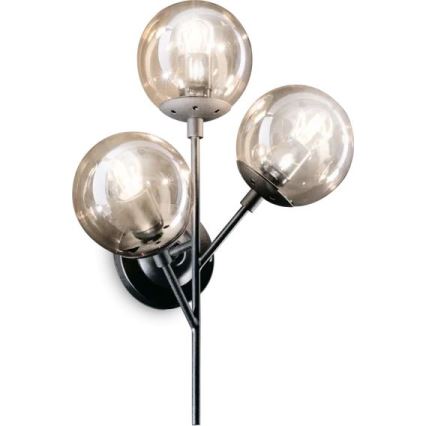Ideal Lux - Wandlamp KEPLER 3xE27/42W/230V zwart/gerookt