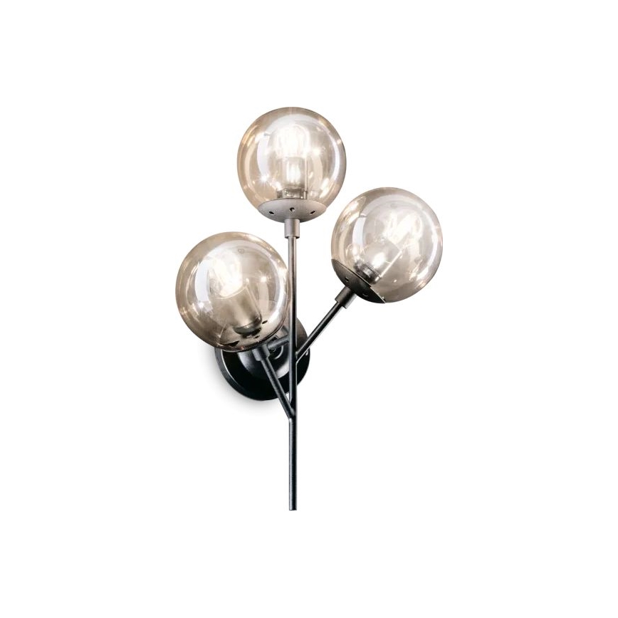 Ideal Lux - Wandlamp KEPLER 3xE27/42W/230V zwart/gerookt
