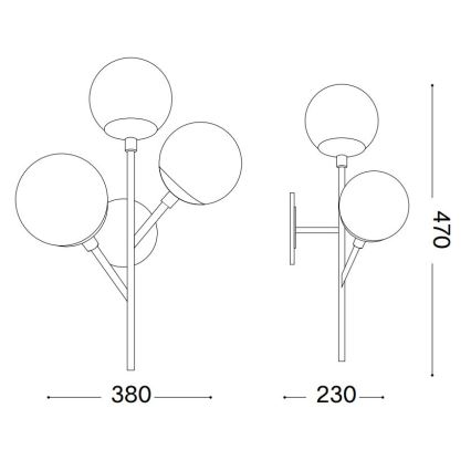 Ideal Lux - Wandlamp KEPLER 3xE27/42W/230V zwart/gerookt