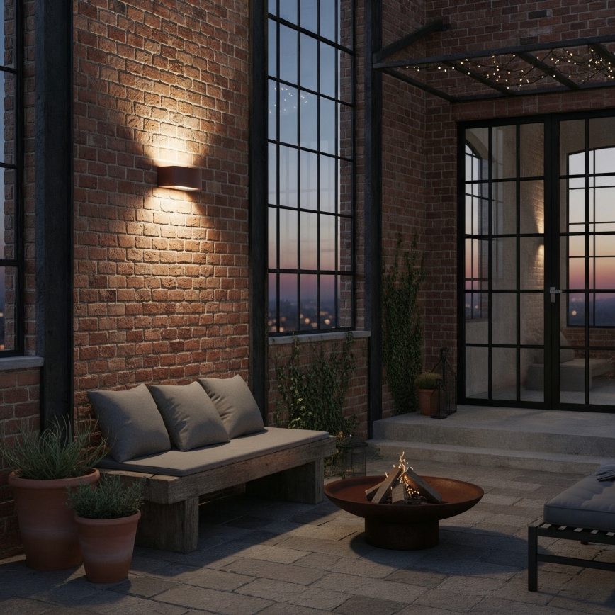 Ideal Lux - Wandlamp voor buiten ANDROMEDA 1xE27/60W/230V IP55 bruin