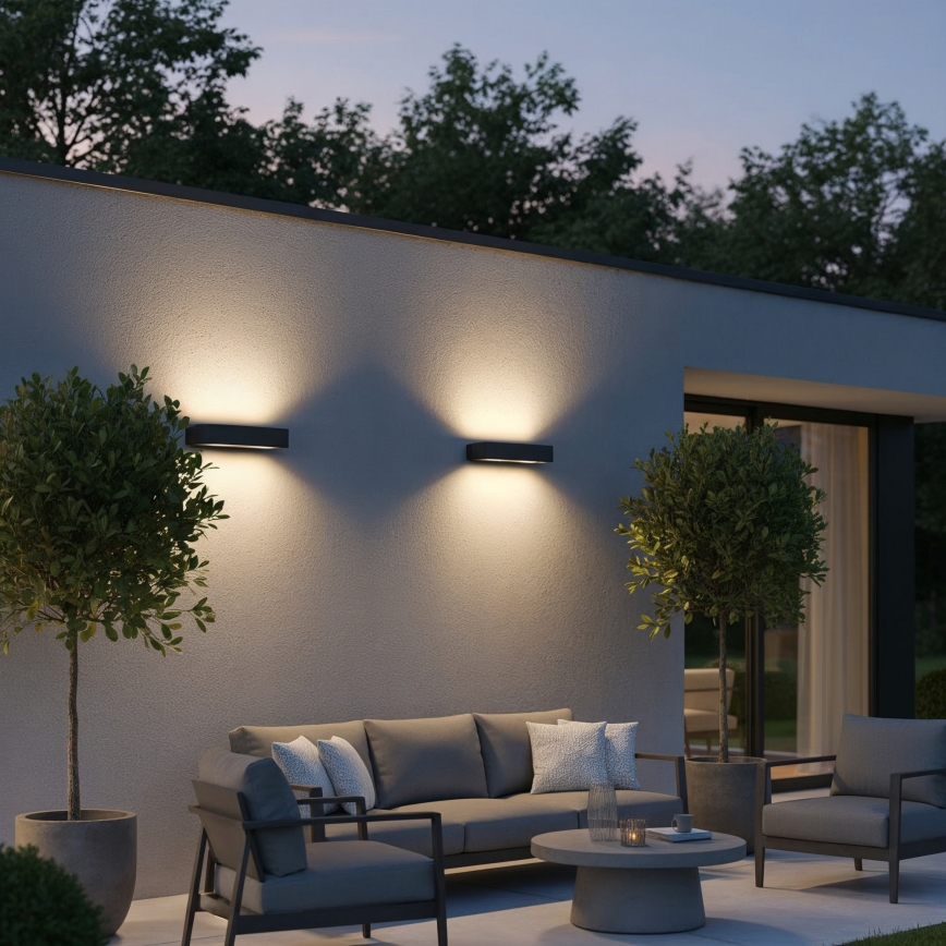 Ideal Lux - Wandlamp voor buiten ANDROMEDA 2xE27/60W/230V IP55 antraciet