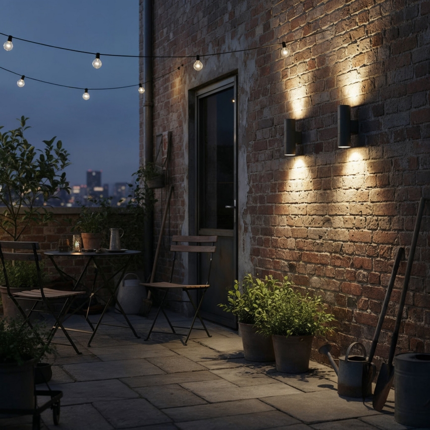 Ideal Lux - Wandlamp voor buiten GUN 2xGU10/35W/230V IP44 antraciet