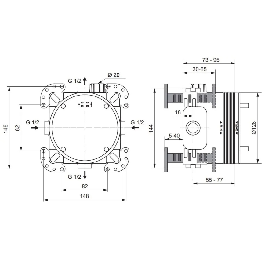 Ideal Standard A1000NU - Inbouwlichaam voor inbouwmengkranen BUILT-IN blauw