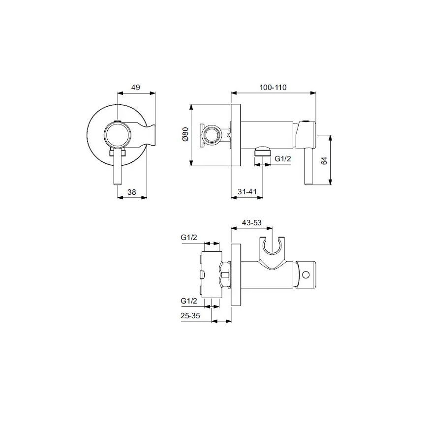 Ideal Standard A5809AA - Bidetkraan voor inbouw IDEALSPRAY glanzend chroom