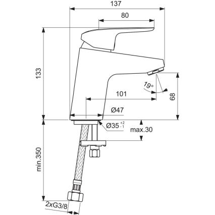 Ideal Standard B1710AA - Wastafelmengkraan CERAFLEX 13,3 cm glanzend chroom