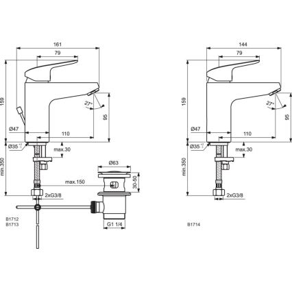 Ideal Standard B1713AA - Wastafelkraan CERAFLEX 15,9 cm glanzend chroom