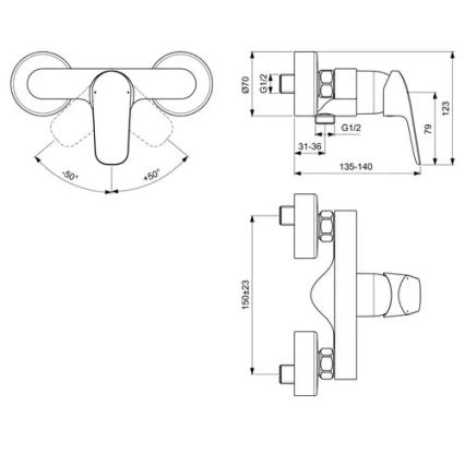 Ideal Standard B1720AA - Douchekraan CERAFLEX glanzend chroom