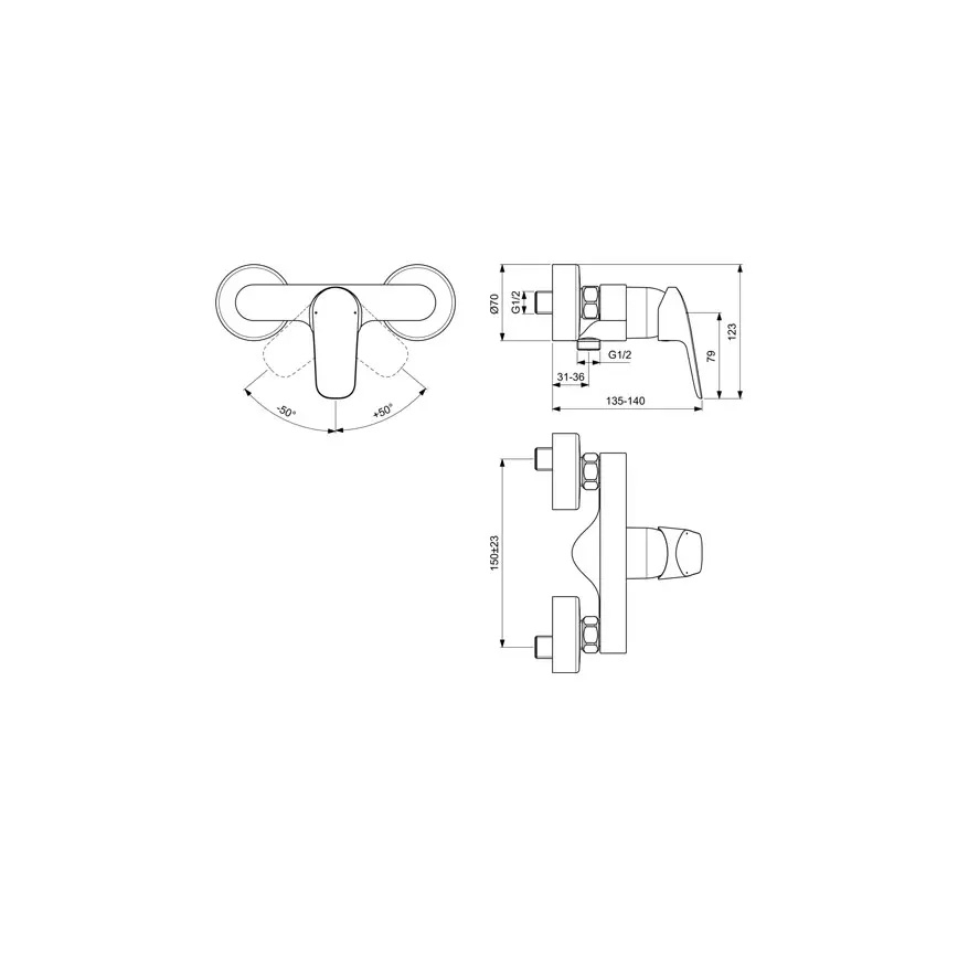 Ideal Standard B1720AA - Douchekraan CERAFLEX glanzend chroom