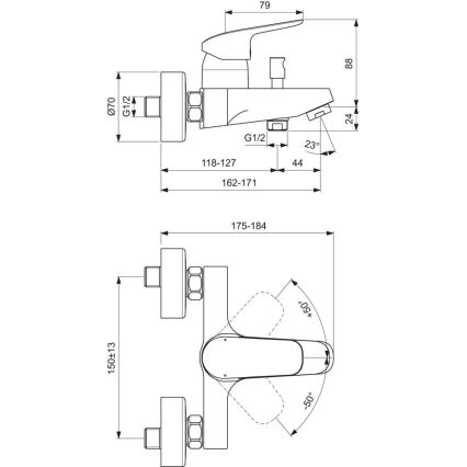 Ideal Standard B1721AA - Badmengkraan CERAFLEX, glanzend chroom