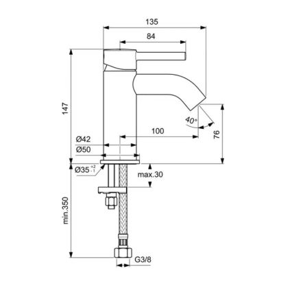 Ideal Standard BC268AA - Wastafelmengkraan CERALINE 14,7 cm glanzend chroom